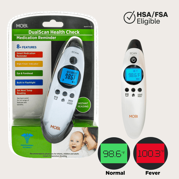 DualScan Health Check Ear & Forehead Thermometer + Medication Reminder